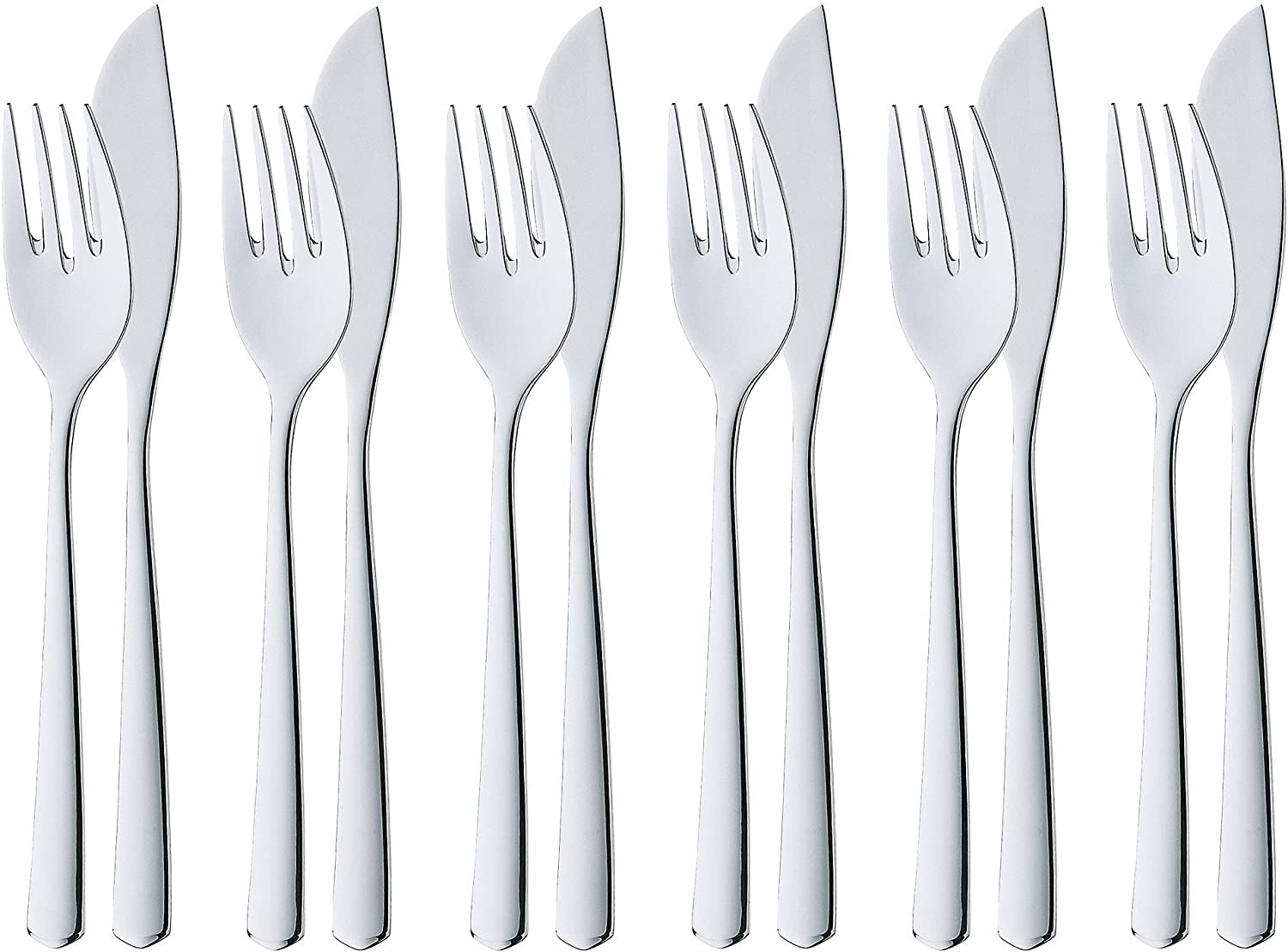 WMF Bistro Fish Knives and Forks, Stainless Steel, Set of 12 pieces