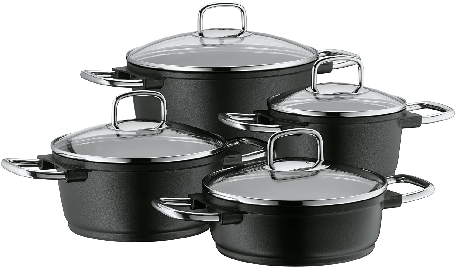 WMF Bueno Induction Cookware Set of 4 with Glass Lid and Saucepan Cast Aluminium Coating Suitable for Induction Cookers Dishwasher Safe