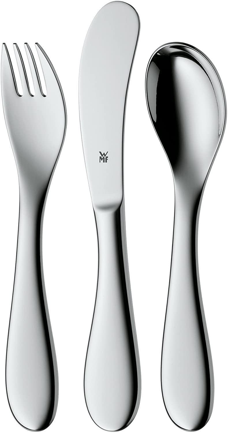 WMF Knuddel children\'s cutlery mini 3 pieces, for 1-3 years, polished Cromargan stainless steel, without engraving, dishwasher-safe