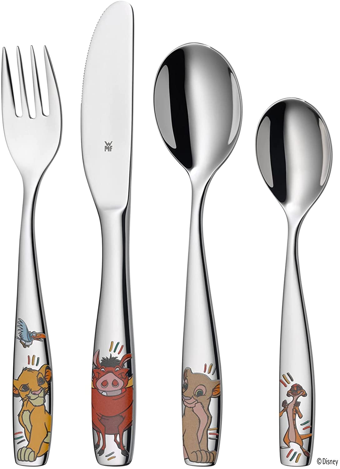 WMF King of the Lion Children\'s Cutlery Set 4 Pieces Stainless Steel Cutlery Children from 3 Years Polished Cromargan Dishwasher Safe