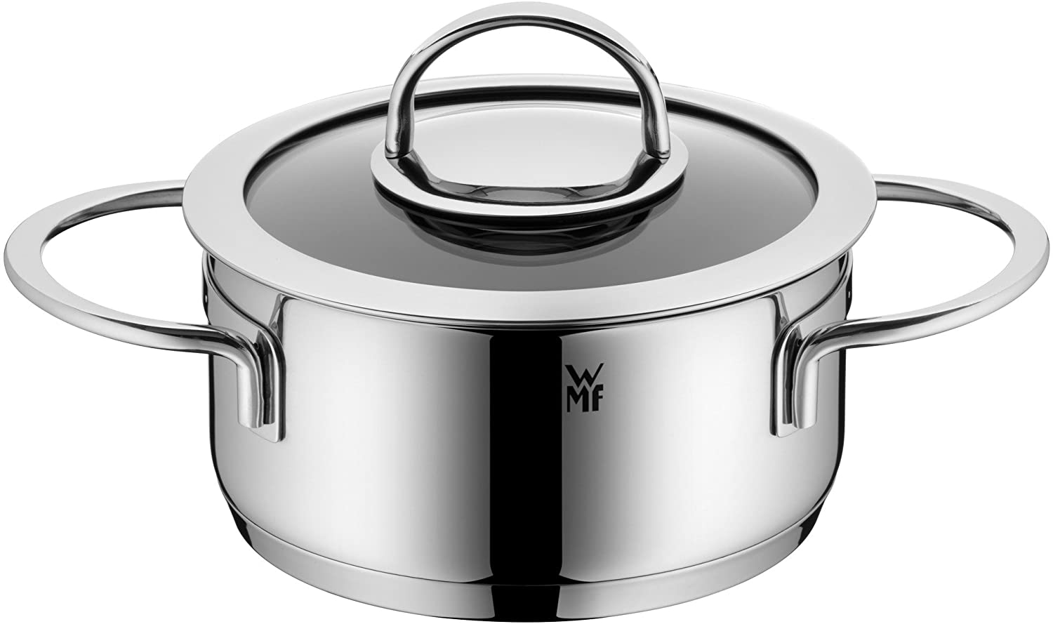 WMF Vignola Cooking Pot 16 cm Glass Lid Stewing Pot 1.4 L Polished Cromargan Stainless Steel Coated Induction Pot