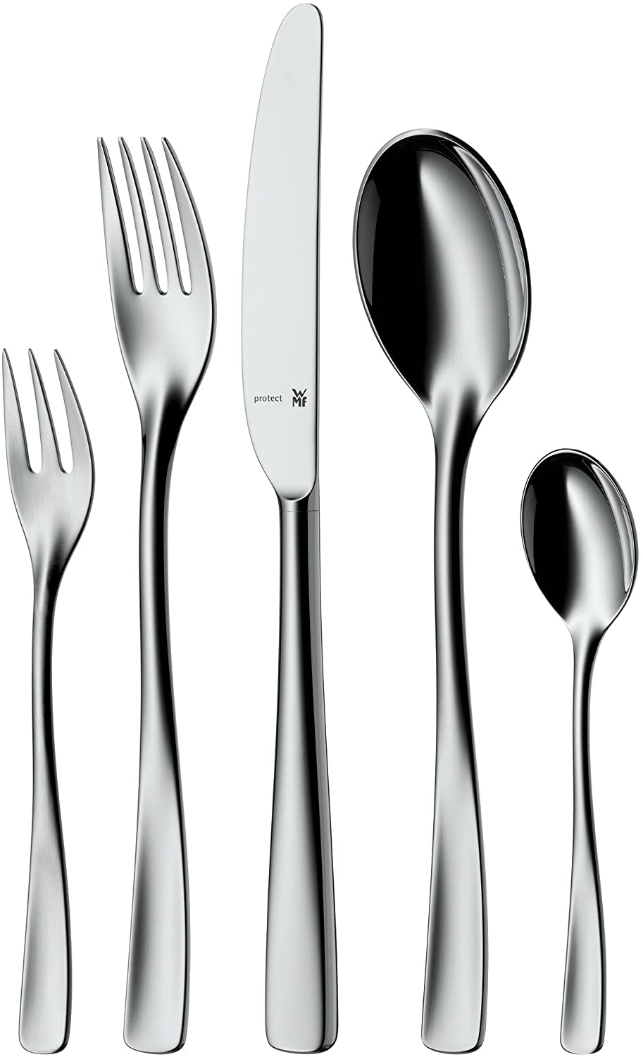 WMF Ambiente Cutlery Set for 12 People, 60 Pieces, Hollow Staple Knife, Polished Cromargan Protect, Scratch-Resistant, Dishwasher Safe
