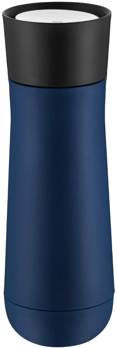 WMF Impulse Insulated Mug 350 ml, Thermal Mug with Automatic Closure, 360° Drinking Opening, Keeps Drinks Hot / Cold for 1-2 Hours Blue