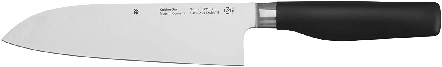 WMF Cuisine One Santoku Knife, 32.5 cm, Forged, Special Blade Steel, Performance Cut, Plastic Handle, Blade 18 cm
