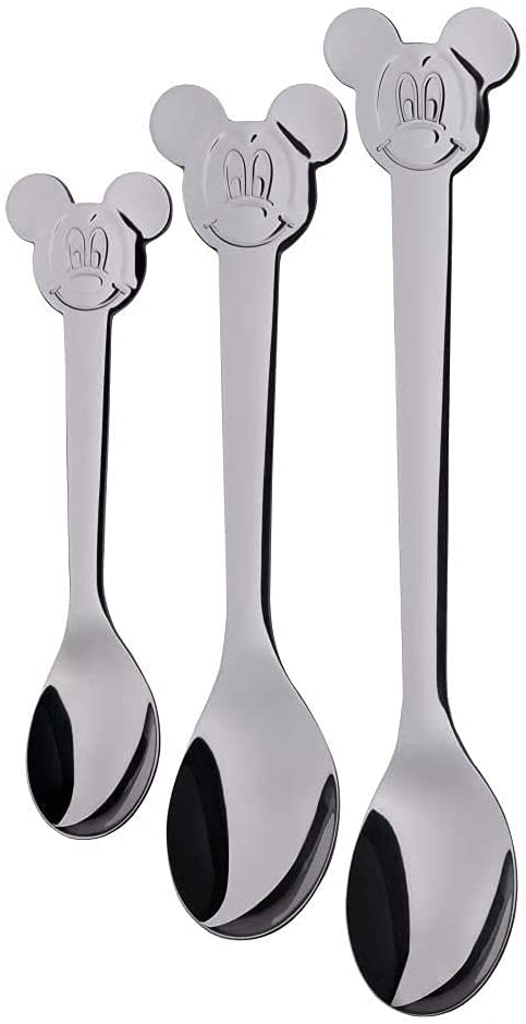 WMF Disney Mickey Mouse Spoon Set, 3 Pieces, Cromargan Polished Stainless Steel, Dishwasher Safe