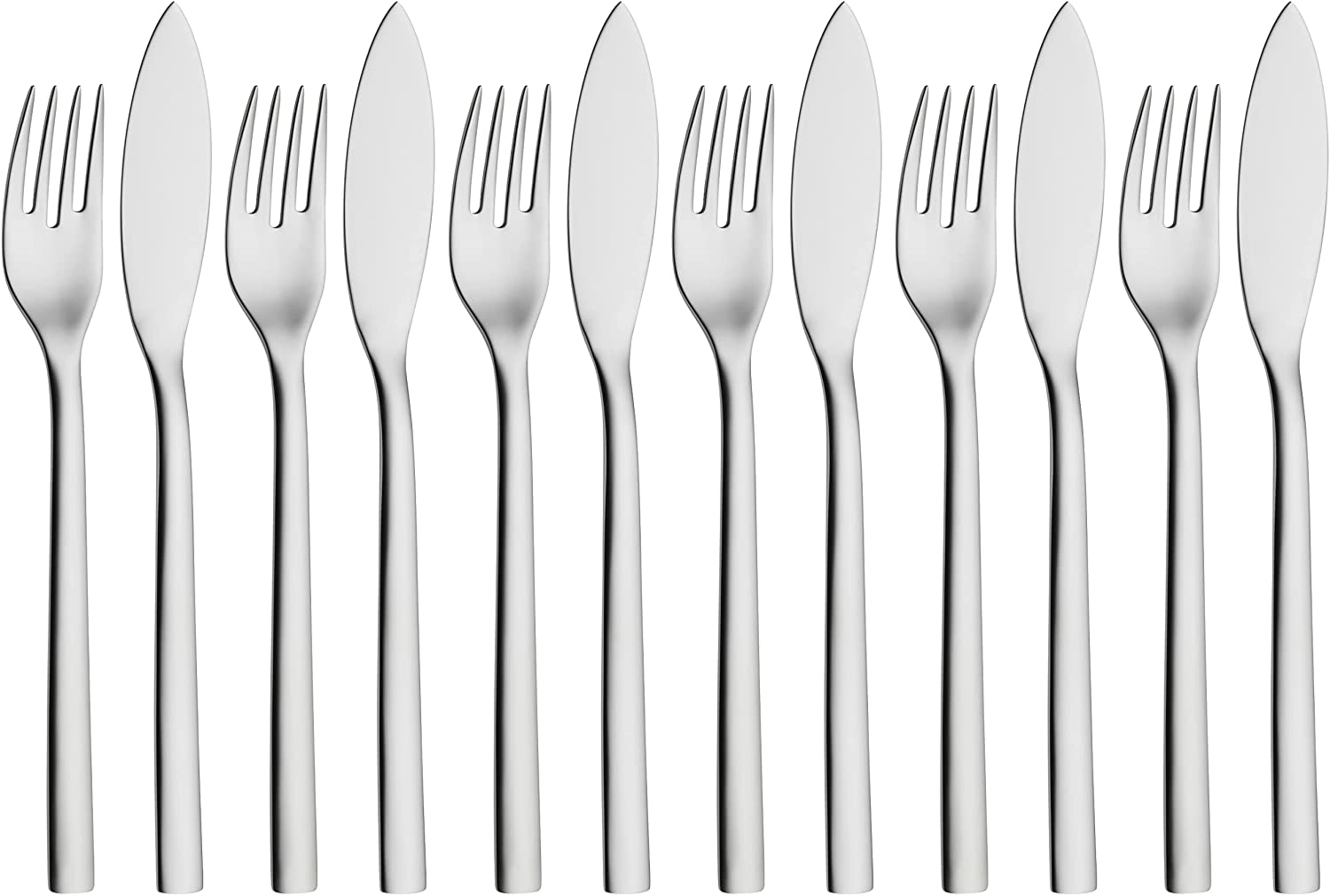 WMF Fish Cutlery Set 12 Pieces Fish Fork Fish Knife for 6 People Nuova Cromargan Stainless Steel Polished