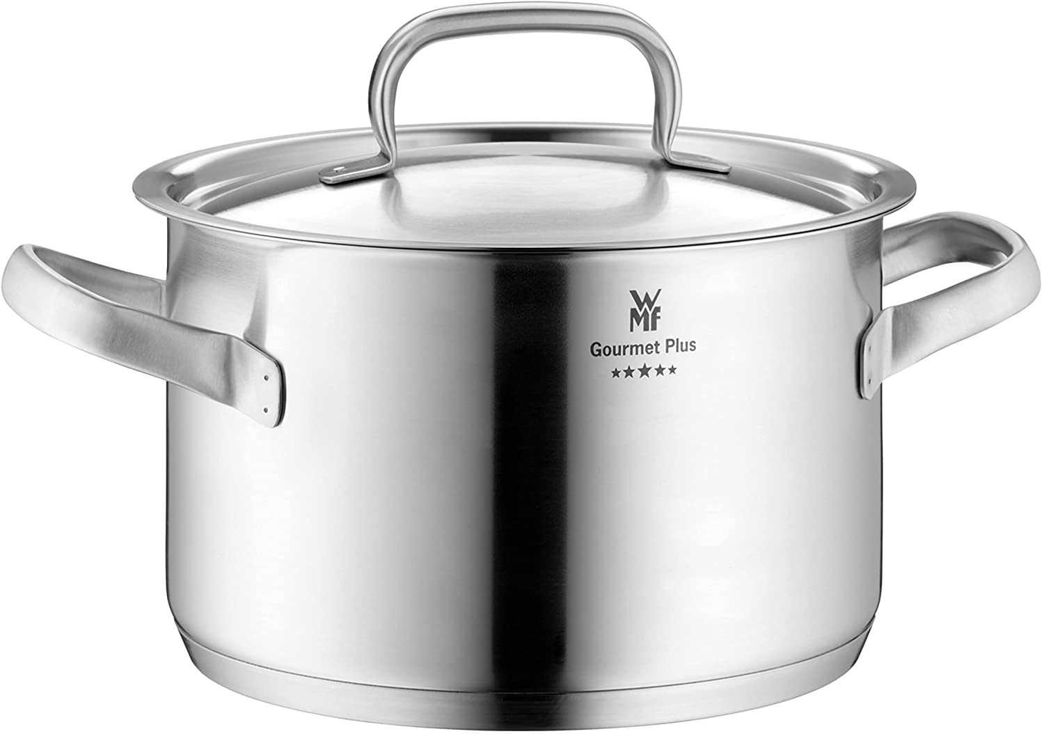 WMF cookware Ø 24 cm approx. 5,7l Gourmet Plus Inside scaling vapor hole hollow side handles metal lid Cromargan stainless steel suitable for all stove tops including induction dishwasher-safe