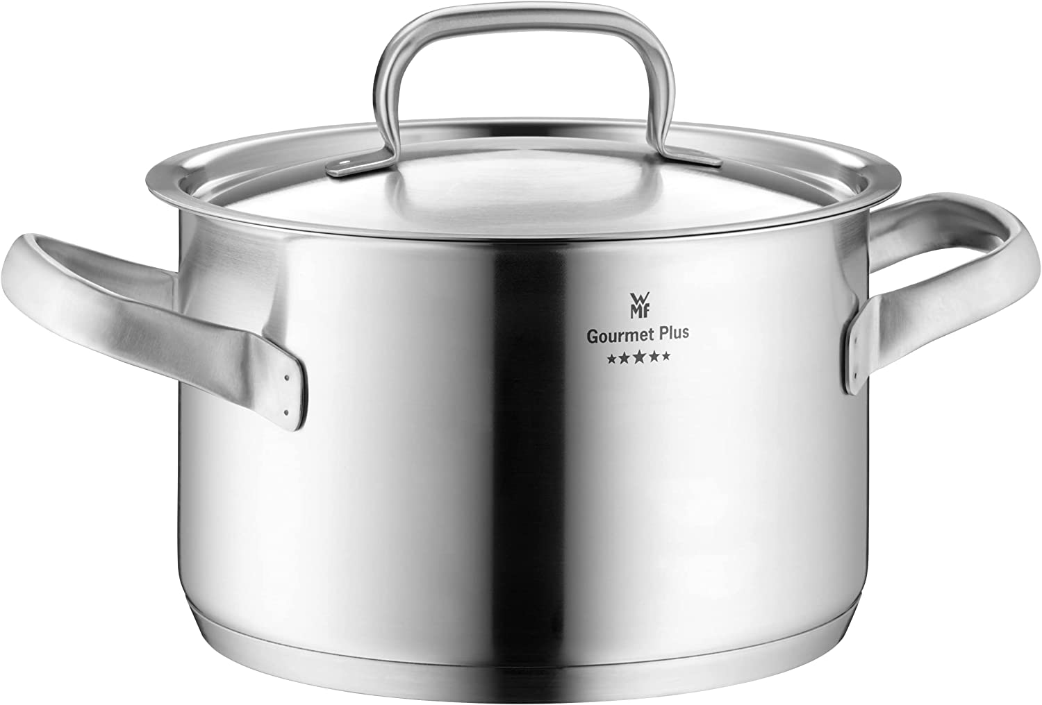 WMF cookware Ø 16 cm approx. 1,9l Gourmet Plus Inside scaling vapor hole hollow side handles metal lid Cromargan stainless steel suitable for all stove tops including induction dishwasher-safe