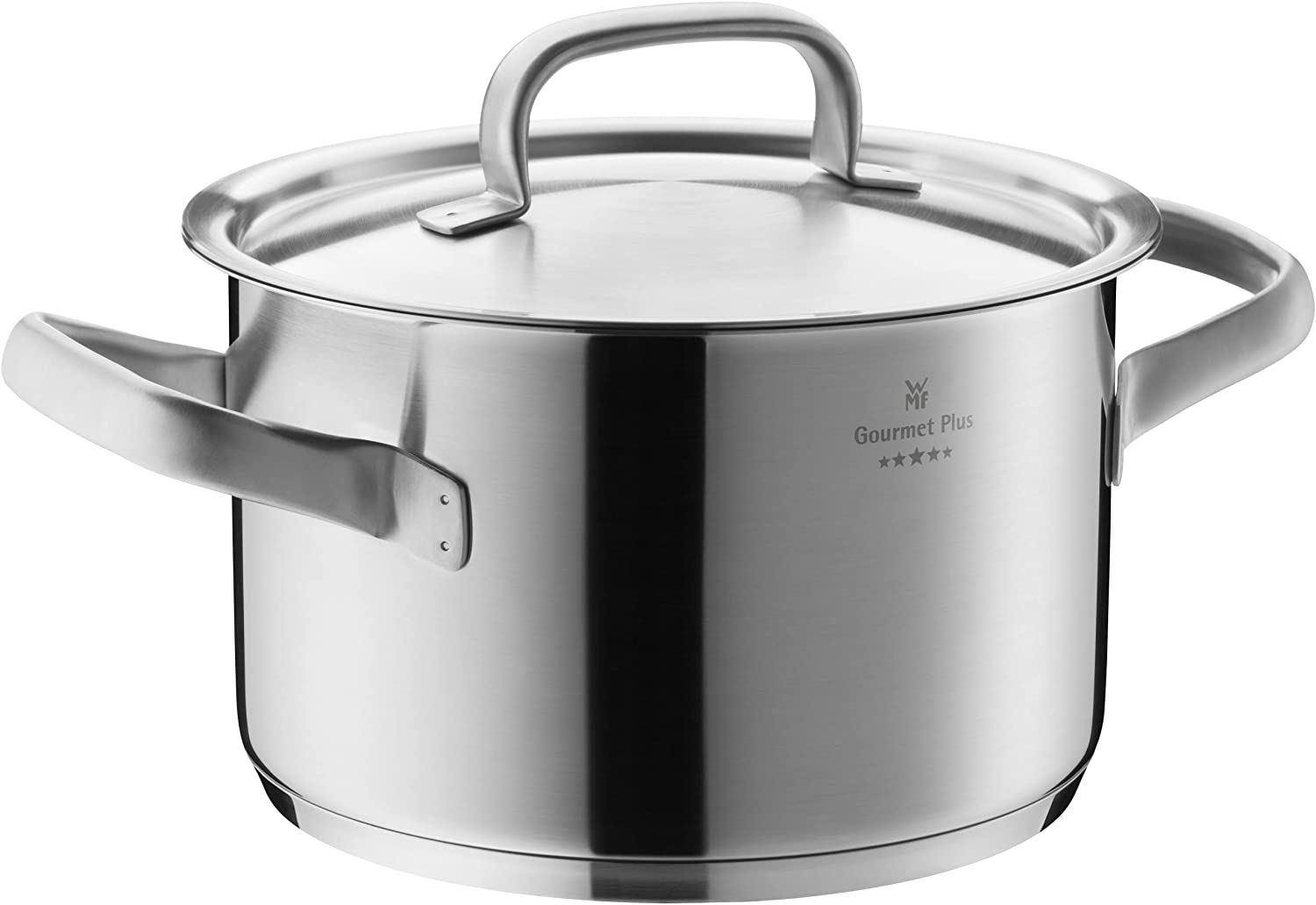 WMF cookware Ø 20 cm approx. 3,9l Gourmet Plus Inside scaling vapor hole hollow side handles metal lid Cromargan stainless steel suitable for all stove tops including induction dishwasher-safe