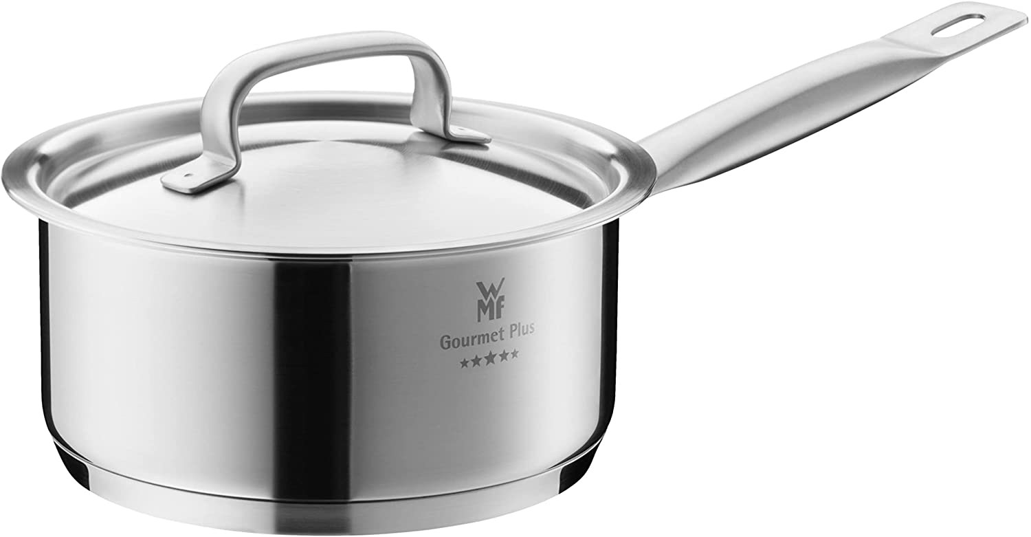 WMF sauce pan Ø 16 cm approx. 1,4l Gourmet Plus Inside scaling vapor hole hollow side handles metal lid Cromargan stainless steel suitable for all stove tops including induction dishwasher-safe
