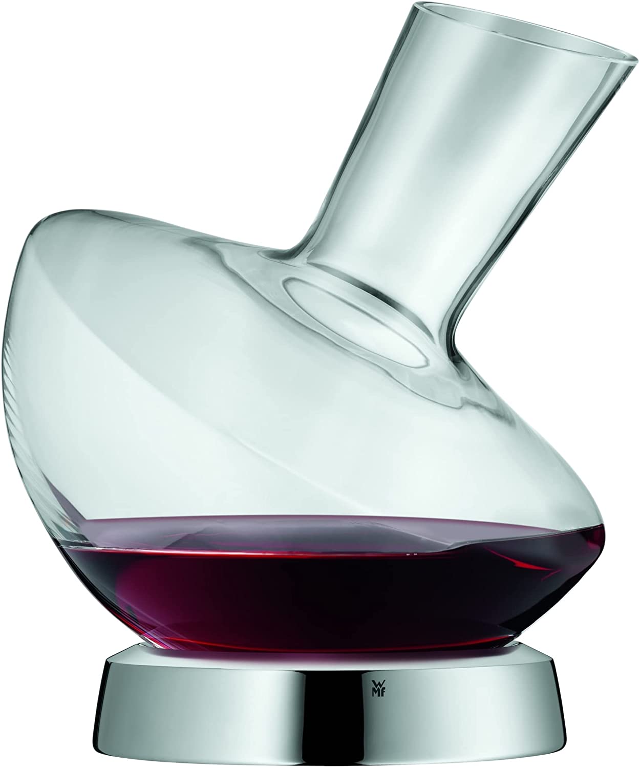 WMF Jette Weindekanter mit Edelstahl-Sockel 0,75l, Glas, Dekantierflasche für Rotwein, Weinbelüfter, pflegeleicht, formschön, edel, hochwertig,