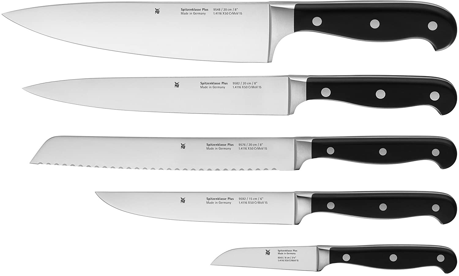 WMF Knife Sets 5 Pieces Spitzenklasse Plus 5 Knives, Kitchen Knives Forged Performance Cut Chef\'s Knife