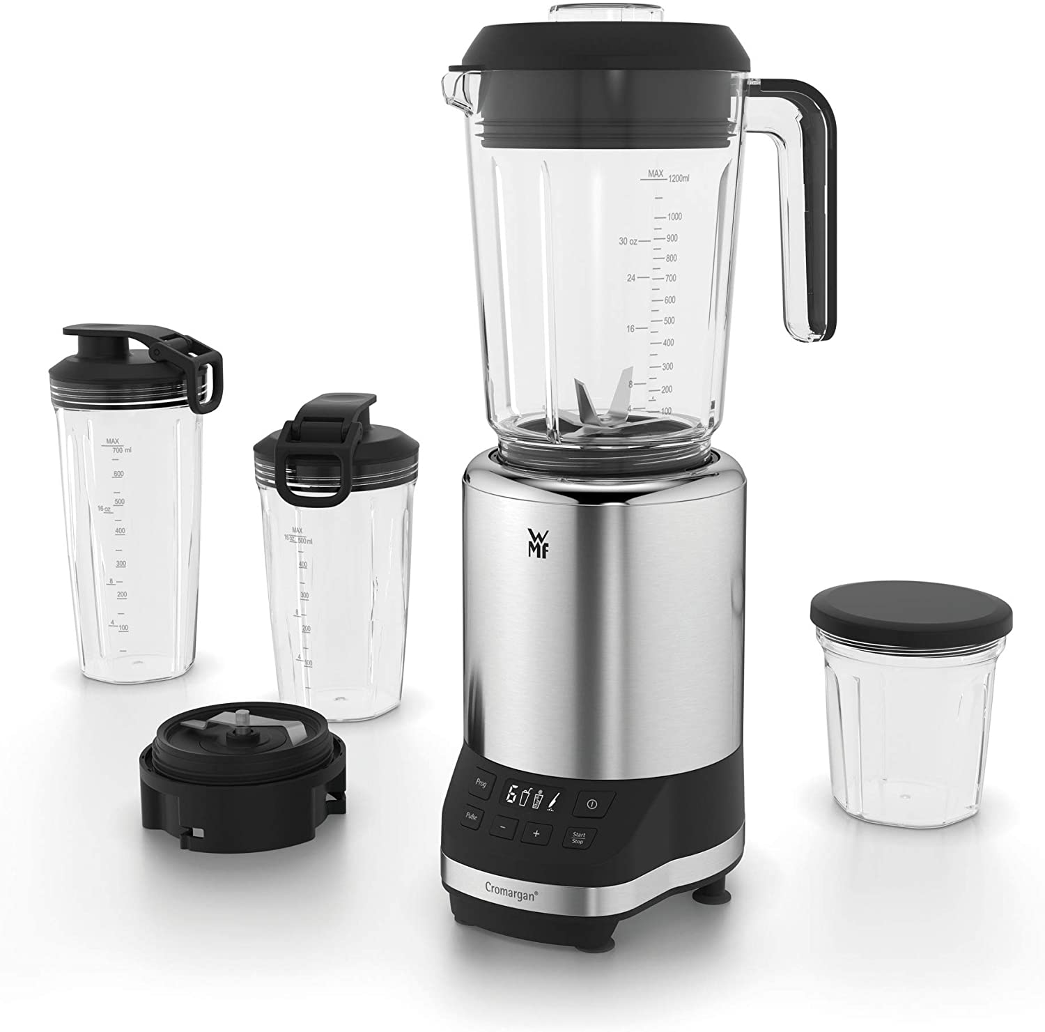 WMF Kult Pro Multifunctional Mixer, High-Performance Mixer, 30,000 rpm, Smoothie Maker, Stand Mixer, Ice-Crush Function, 4 Mixing Containers Including ToGo Closure