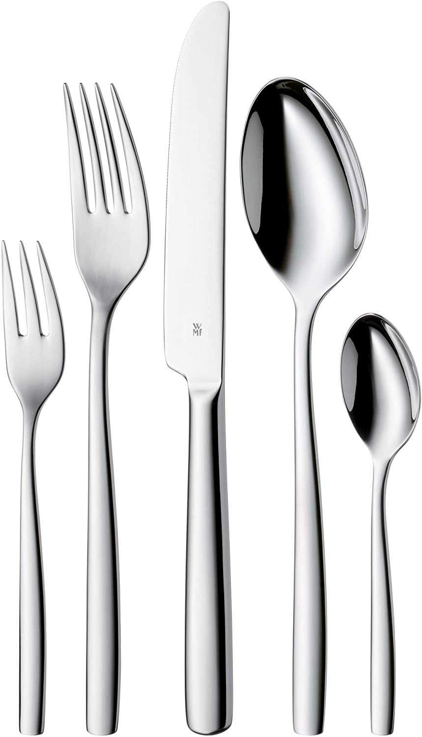 WMF Palma cutlery set 6 people, 30 pieces, monobloc knife, Cromargan stainless steel polished, glossy, dishwasher safe