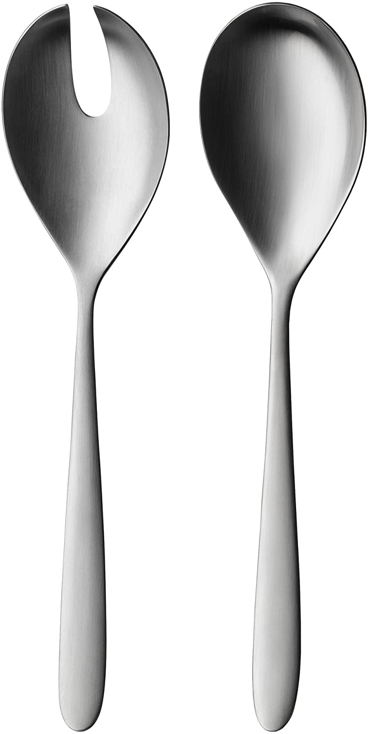 WMF Silk Salad Servers Stainless Steel 24 cm Small Salad Fork and Serving Spoon Cromargan Matte Stainless Steel Dishwasher Safe