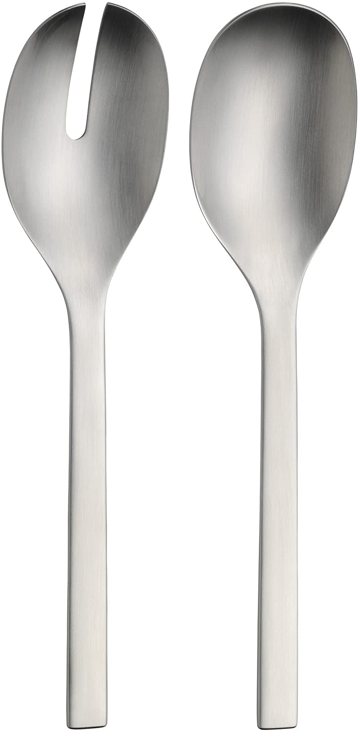 WMF Linum Salad Servers Stainless Steel 24.8 cm, Small, Salad Fork and Serving Spoon, Cromargan Protect Matte Stainless Steel, Scratch-Resistant, Dishwasher Safe