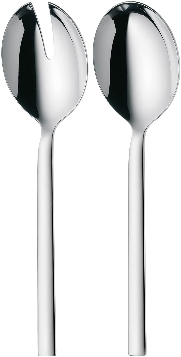 WMF Lyric Salad Servers Stainless Steel 23.7 cm, Small, Salad Fork and Serving Spoon, Cromargan Protect Polished Stainless Steel, Scratch Resistant, Dishwasher Safe