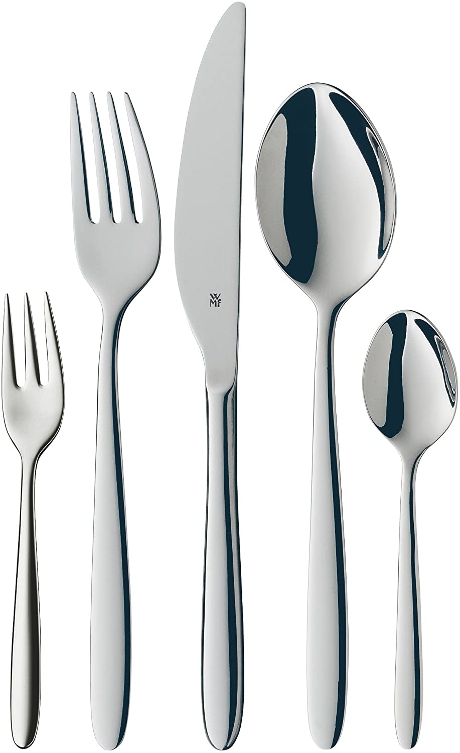 WMF Sydney Cutlery Set, Monobloc Knives, Polished Cromargan Stainless Steel, Dishwasher Safe