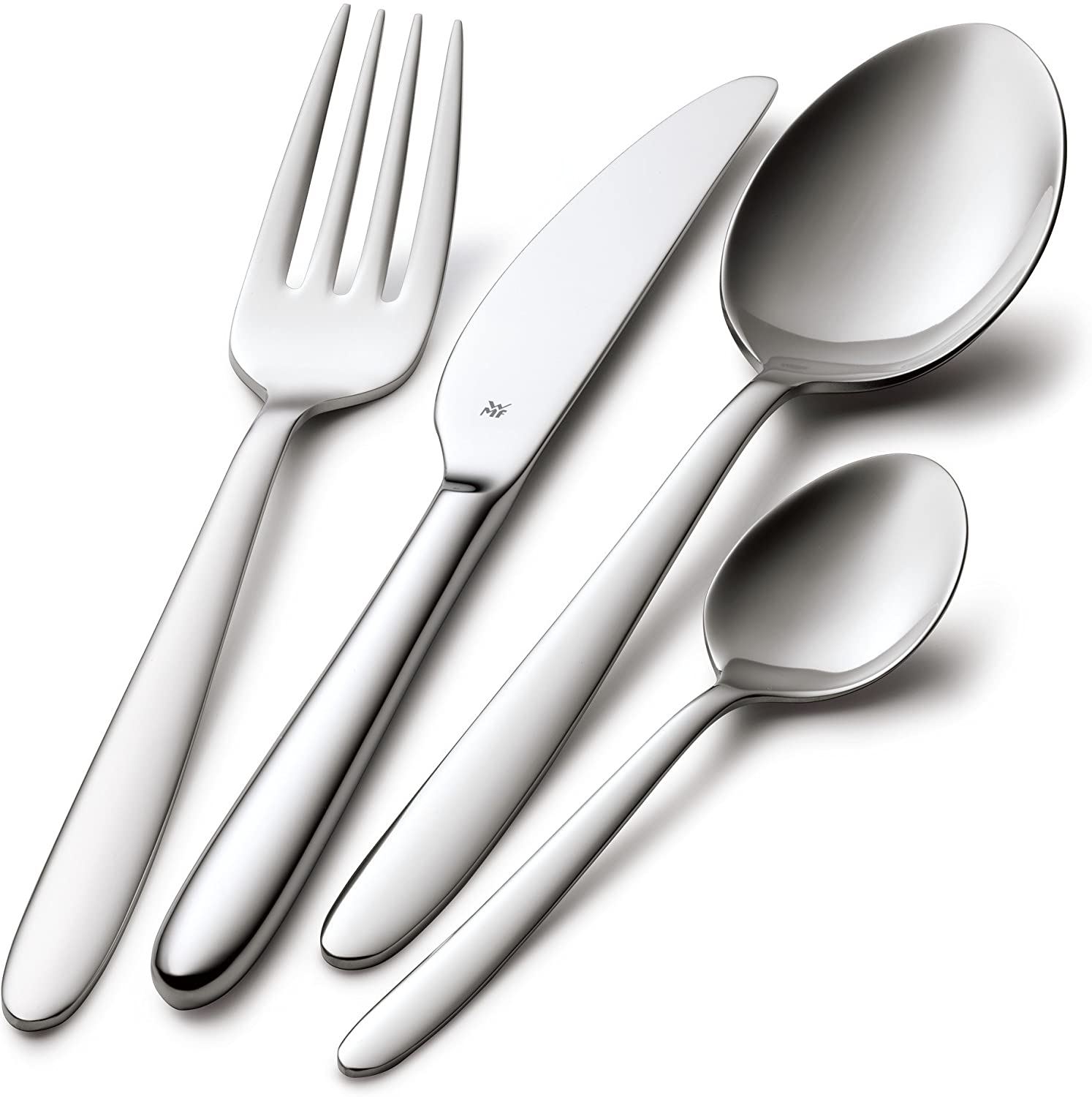 WMF Sydney Stainless Steel Cutlery Set, 6 People, Cutlery Set, 30 Pieces, Monobloc Knife, Polished Cromargan Stainless Steel, Shiny, Dishwasher Safe