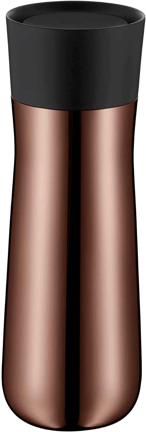 WMF Impulse Insulated Mug 350 ml, Thermal Mug with Automatic Lock, 360° Drinking Opening, Keeps Drinks Hot for 8 Hours / 12 Hours Cold, Vintage Copper