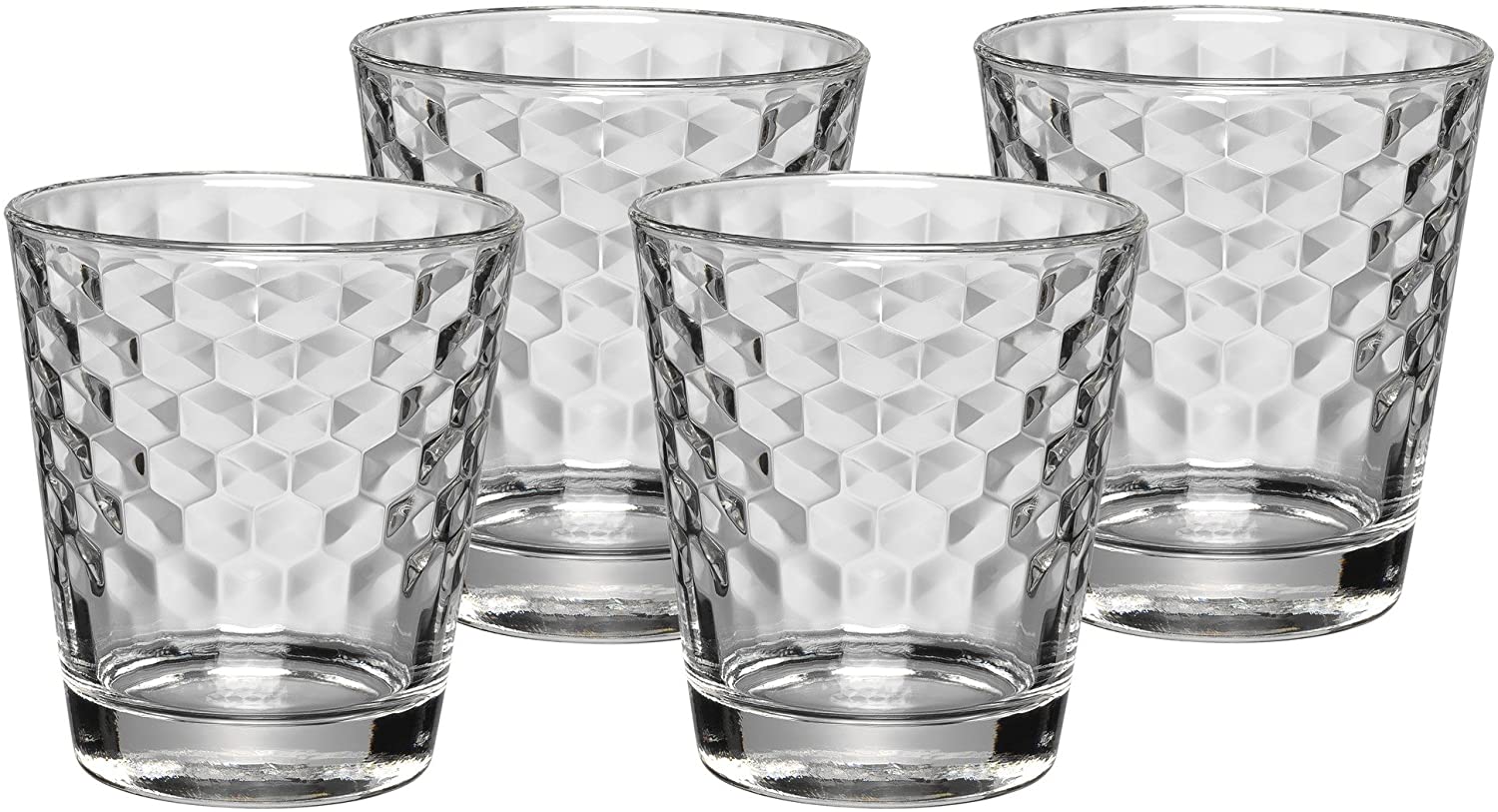 WMF Tumbler Glasses Set of 4 Tumblers Aroma Honeycomb Pattern Cocktail Long Drink Glass Heat-Resistant Dishwasher Safe