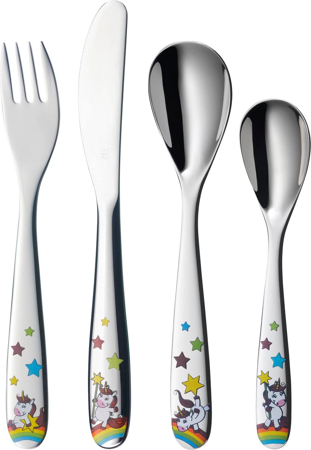 WMF Unicorn Children\'s Cutlery Set 4 Pieces Stainless Steel Cutlery Children 3-9 Years Polished Cromargan Dishwasher Safe