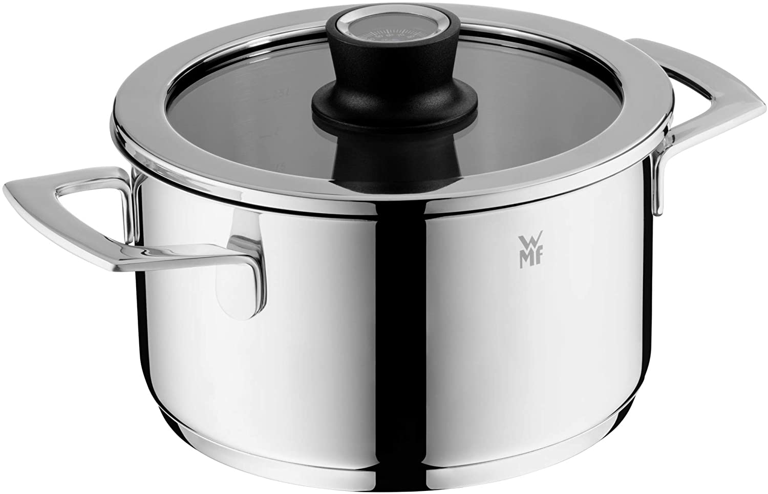 WMF VarioCuisine Cooking Pot Height 20 cm Silence Glass Lid Thermometer Cooking Pot 3.3 L Cromargan Polished Stainless Steel Pot Induction Uncoated