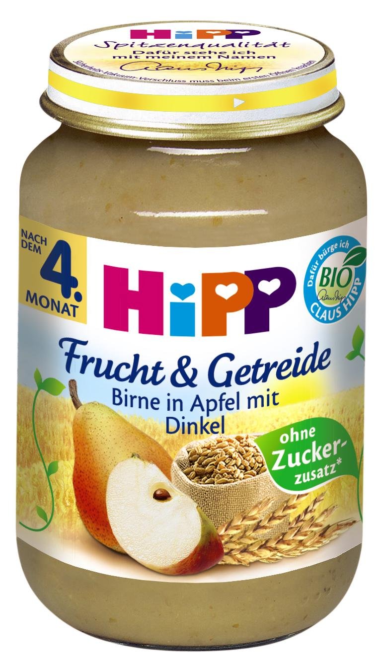 HiPP Birne in Apfel mit Dinkel Bio, 6er Pack (6 x 190 g)