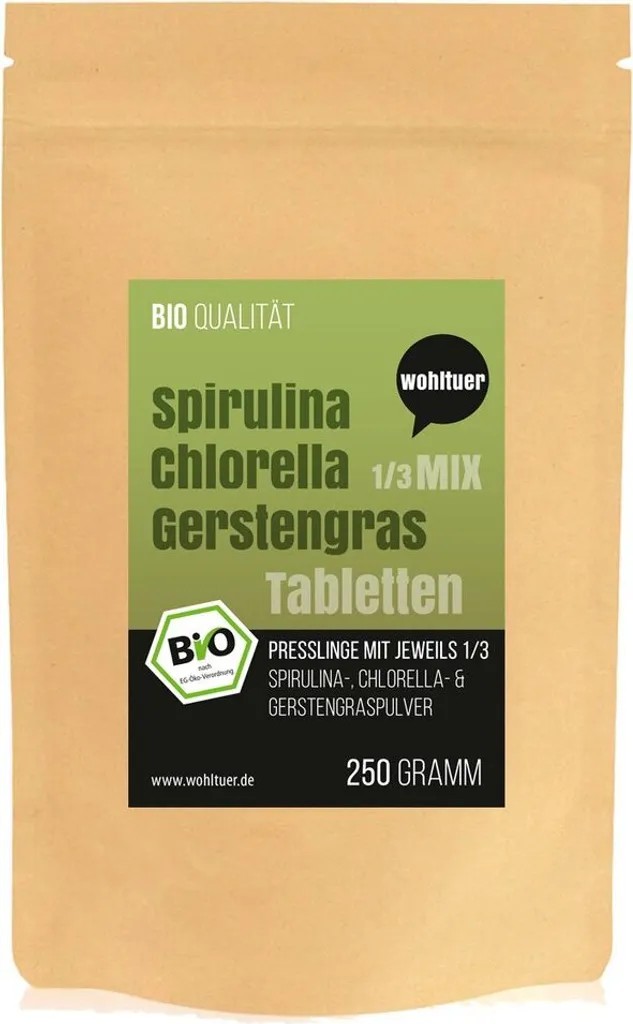 Wohltuer Spirulina Chlorella GERSTENGRAS MIX 250g Tabletten