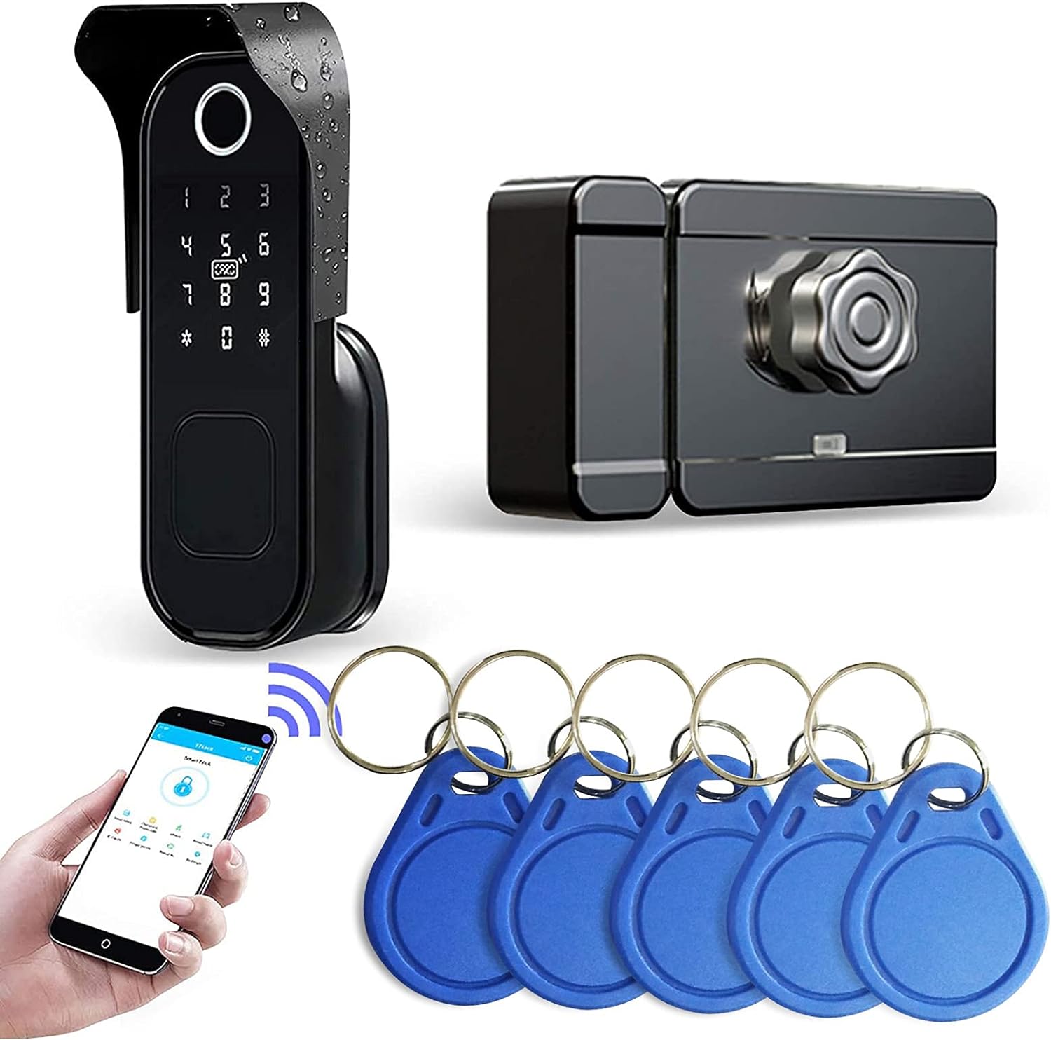 Wolf Guard TT01 Rainproof Smart Lock, WiFi Door Lock, 5-in-1 Fingerprint Password App, Support Alexa & Google Assistant for Door Security