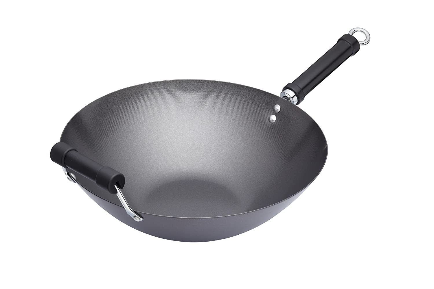 KitchenCraft Nextday Cufflinks Catering K250 Non-Stick Wok, 14-Inch Flat Bottom