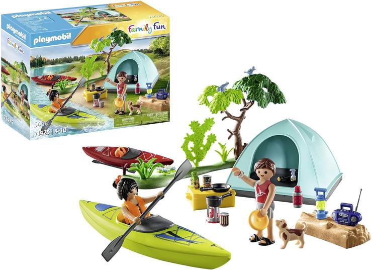 PLAYMOBIL Family Fun 71425 Camping, Exciting Nature Adventure at the Campsite with Canoeing and Campfire, Outdoor Holiday Together, Toy for Children from 4 Years