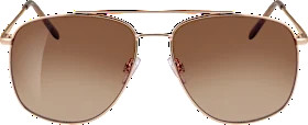 Sunglasses adult pilot, gold frame, light brown tinted lenses, 1 piece