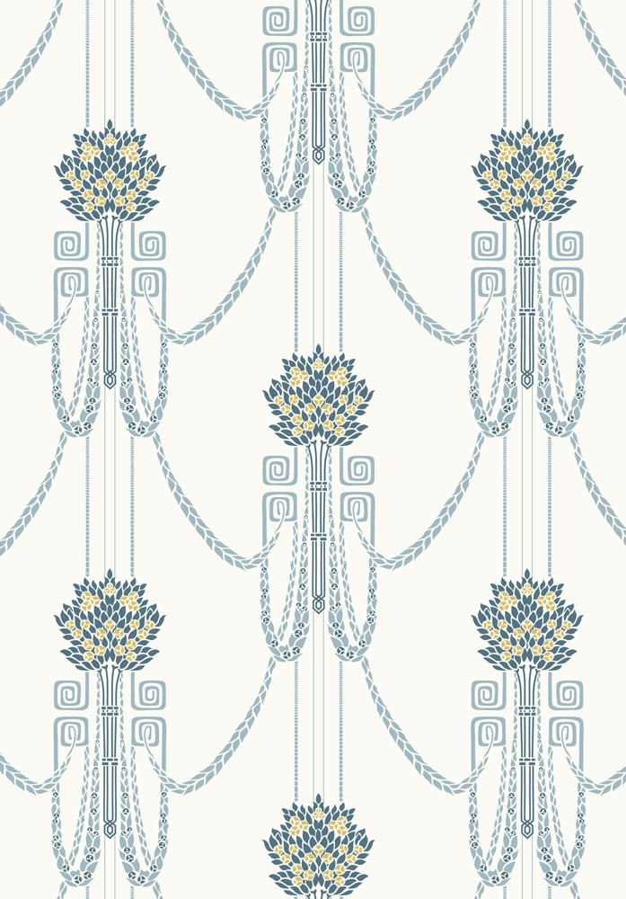 Karlslund 2939 Non-Woven Wallpaper With Art Nouveau Ornament Blue Gold Anti