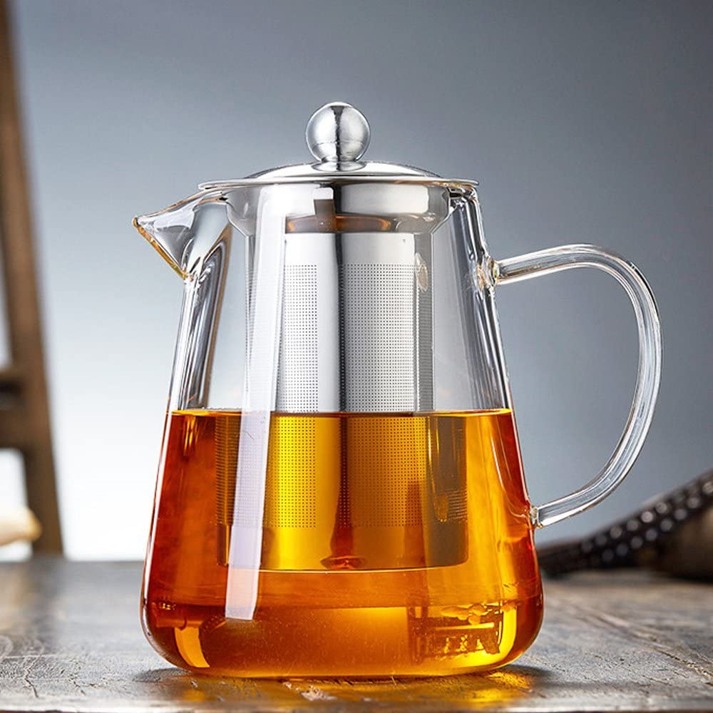 TAMUME Glass teapot with stainless steel strainer for easy pouring (900 ml)