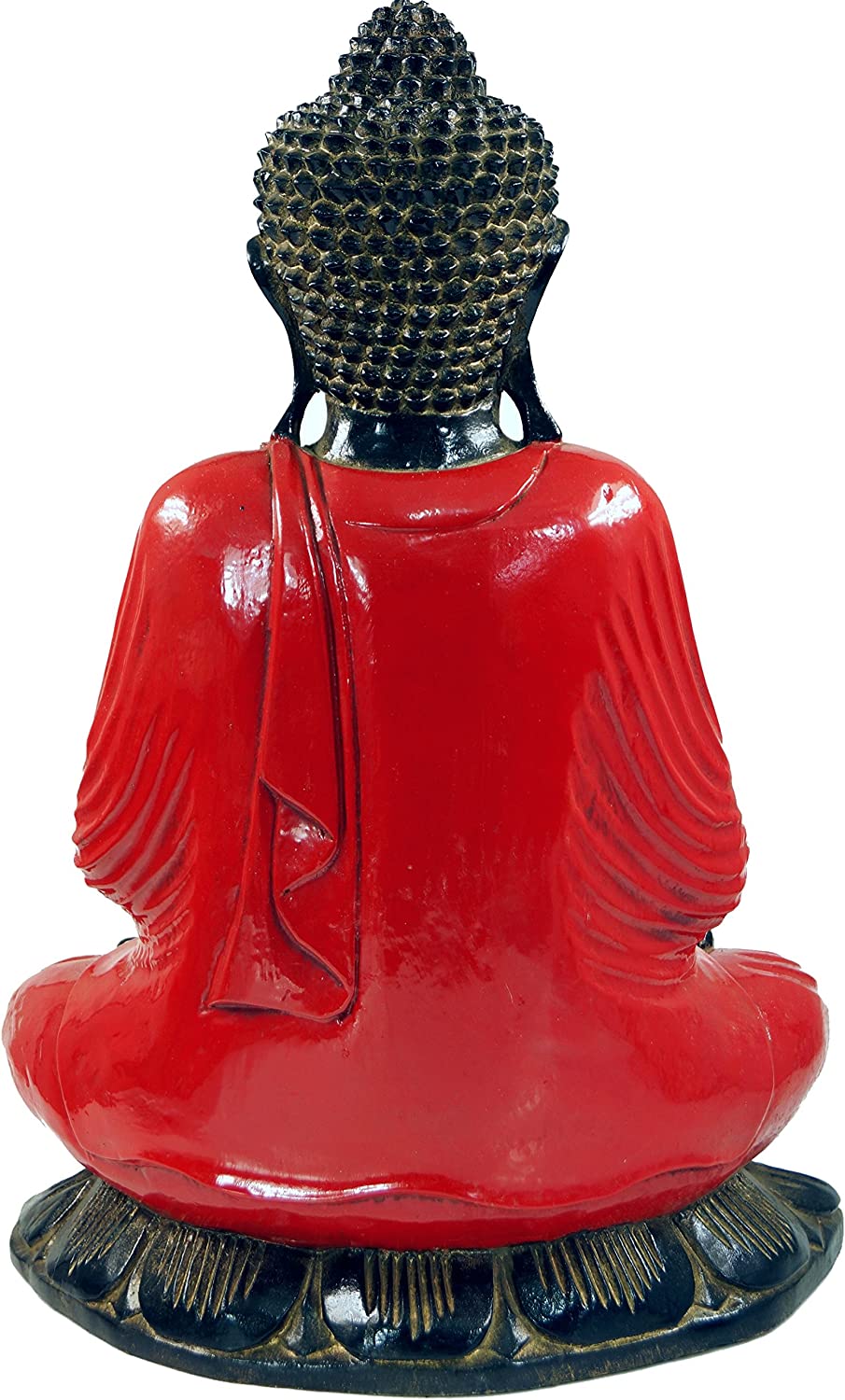 GURU SHOP Carved Sitting Buddha in Anjali Mudra - Red, 50 x 35 x 17 cm, Buddha