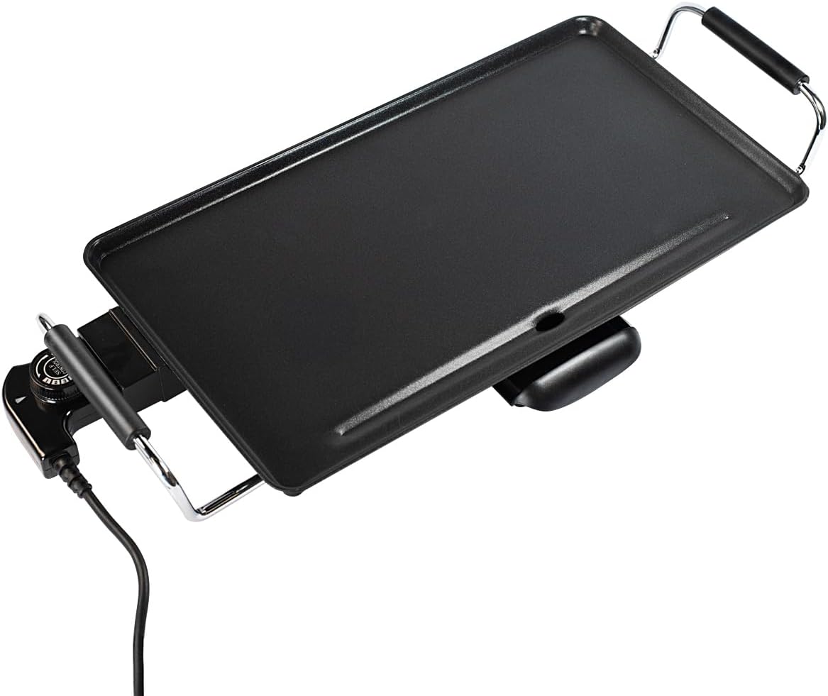 Kochmann Teppanyaki Electric Table Grill - 2000 W Grill Plate with Granite Non-Stick Coating, Continuous Temperature Control, Oil Draining System, Easy Cleaning - 46 x 26 cm