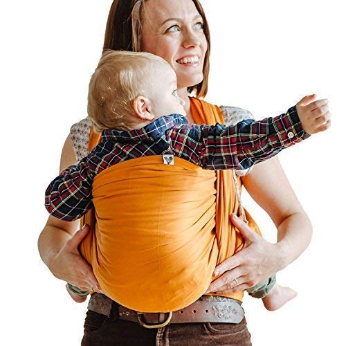 Shabany® Baby Sling - 100% Organic Cotton - For Newborns Toddlers up to 15 kg - Woven - Includes Baby Wrap Carrier Instructions - Orange (likes)