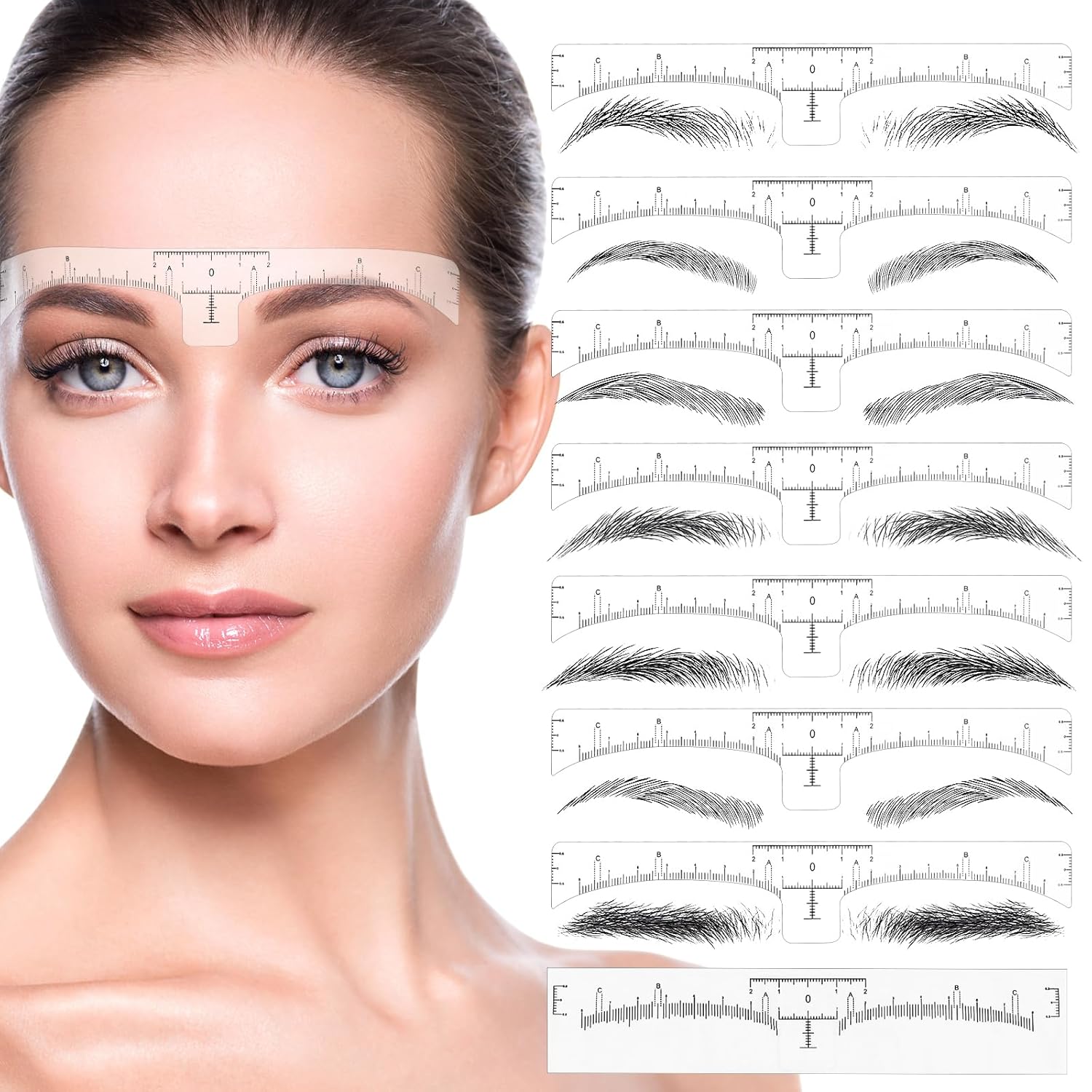 Giantree Eyebrow Ruler, Eyebrow Stencil, Disposable Eyebrow Ruler, Eyebrow Stencils Set, Translucent Eyebrow Ruler Stickers for Beginners, Pack of 100