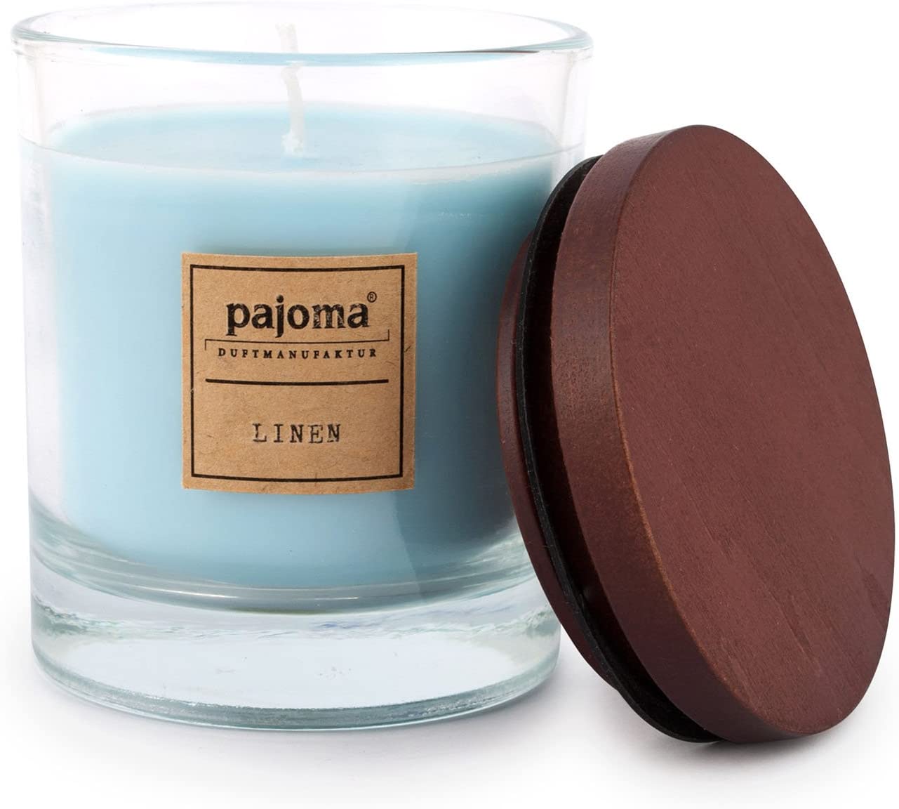 Pajoma 16843 Scented Candle Linen – 180G Jar With Wooden Lid New Premium Ed
