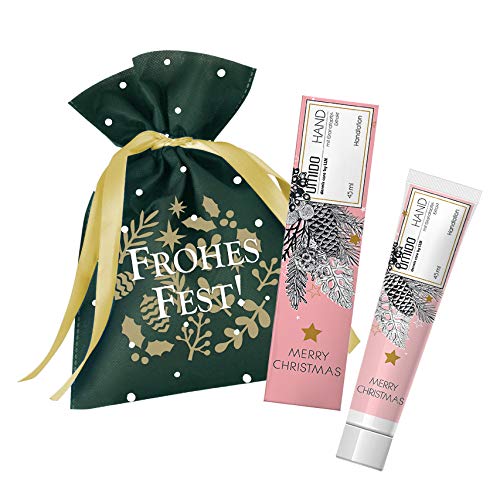 llm dermis UMIDO Beautyset Hand Lotion Pomegranate Christmas in Green PP Non-Woven Christmas Bag, Hand Cream for Dry Skin Moisturiser Without Greasy Lotion Immediately Absorbent Care Cream for Delicate Hands, for Daily Skincare 1 x 45 ml (6) (7.)