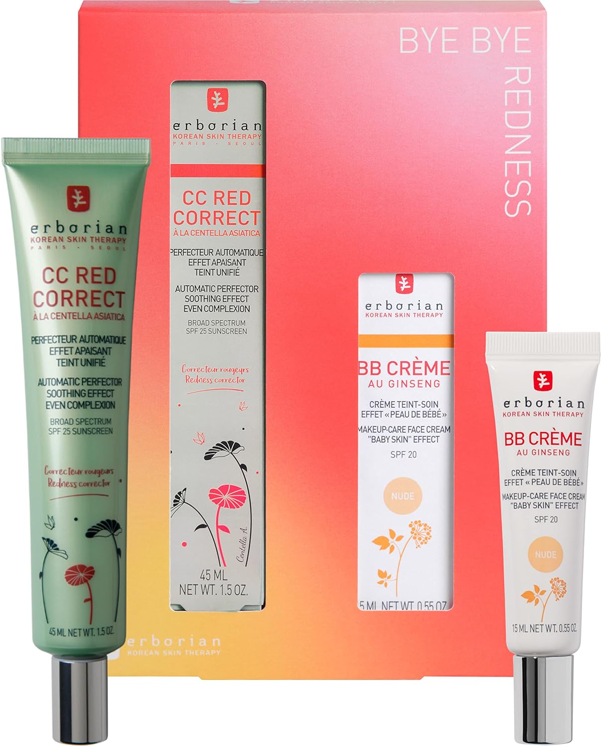 Erborian - Goodbye Redness Kit BB CC Red Correct 23 - CC Red Correct 45 ml + BB Creme Nude 15 ml - Nude