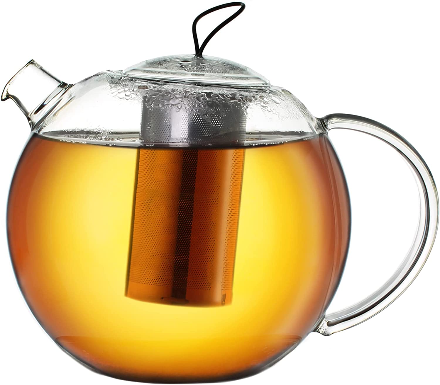 Creano Teapot 1.5 L Jumbo, 3-Piece Glass Teapot Set with Integrated Stainless Steel Strainer & Glass Lid, Multifunctional Design Glass Teapot