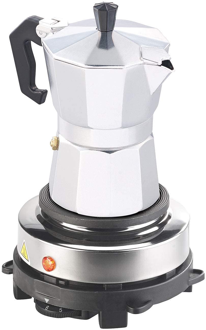 ROSENSTEIN & SOHNE Rosenstein & Söhne Espresso Hob Top: Electric Mini Single Hob & Espresso Cooker 500W 3 Cups (Espresso Maker)