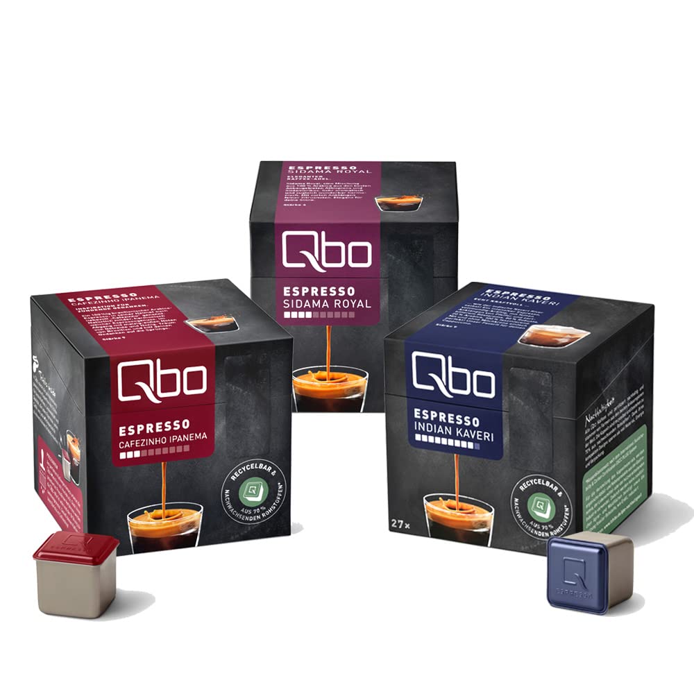 Tchibo Qbo Tasting Set, Assorted Varieties Espresso, 81 Pieces (3 x 27 Coffee Capsules), Sustainable & Aluminium Free