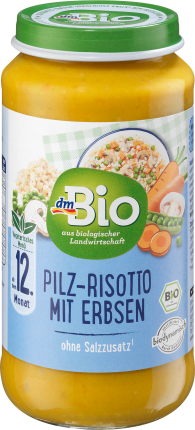 Menu Mushroom risotto with peas from the 12th month, Demeter, 250 g
