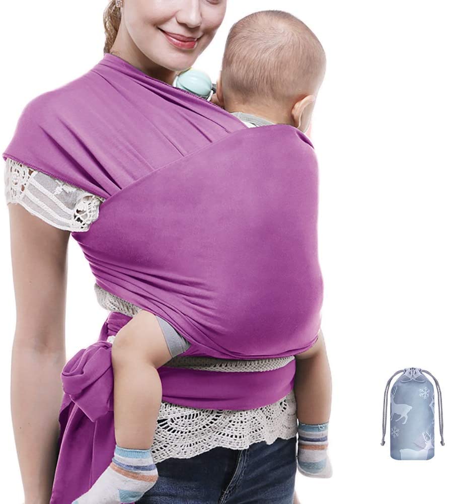 G&F Baby Wrap Carrier For Newborn Toddler, Baby Sling From Birth, One Size Fits All, Breathable Stretchable 100% Cotton (Color : Purple)