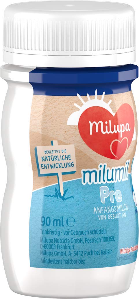 Milupa Milumil PRE, Anfangsmilch von Geburt an, Baby-Milchnahrung trinkfertig (24 x 90 ml)