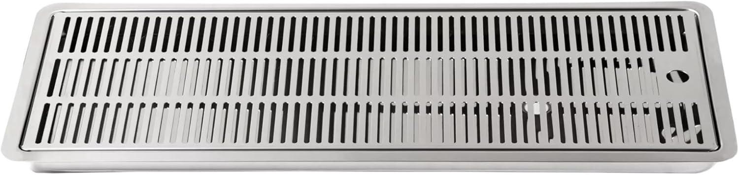BieTal® Built-in Drip Tray 60 x 22 cm 2-Piece Stainless Steel Drip Tray with Perforated Plate for Counter or Bar Inlet Including Side Drain