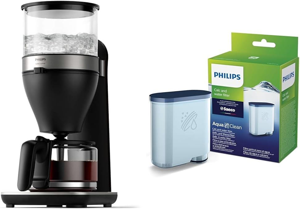 Philips Filter Coffee Maker - 1.25 Liter Capacity & Philips AquaClean Limescale and Water Filter for Espresso Machine, No Descaling up to 5000 Cups, Single Pack